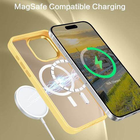 BENTOBEN for iPhone 15 Pro Case Phone Case iPhone 15 Pro Magnetic[Compatible with MagSafe] Translucent Matte Slim Shockproof Anti-Fingerprint Anti-Scratch Protective Case for iPhone 15 Pro 6.1’’Yellow in Saudi Arabia