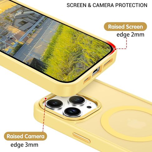 BENTOBEN for iPhone 15 Pro Case Phone Case iPhone 15 Pro Magnetic[Compatible with MagSafe] Translucent Matte Slim Shockproof Anti-Fingerprint Anti-Scratch Protective Case for iPhone 15 Pro 6.1’’Yellow in Saudi Arabia