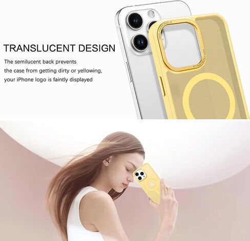 BENTOBEN for iPhone 15 Pro Case Phone Case iPhone 15 Pro Magnetic[Compatible with MagSafe] Translucent Matte Slim Shockproof Anti-Fingerprint Anti-Scratch Protective Case for iPhone 15 Pro 6.1’’Yellow in Saudi Arabia