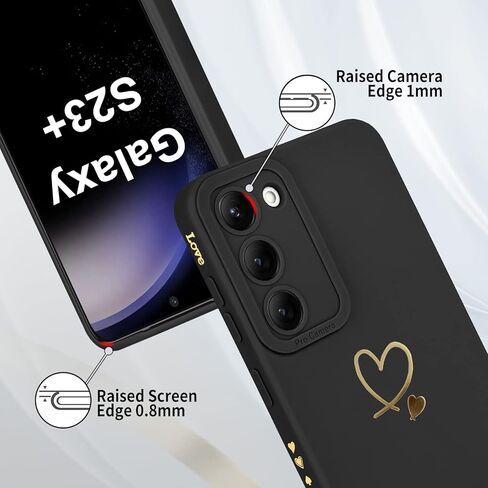 حافظة لهاتف سامسونج جالاكسي S23 الترا للفتيات والنساء، حافظة هاتف بنمط قلب الحب اللطيف، غطاء واقٍ من السيليكون السائل المرن مقاوم للصدمات لهاتف سامسونج جالاكسي S23 الترا اسود in Kuwait