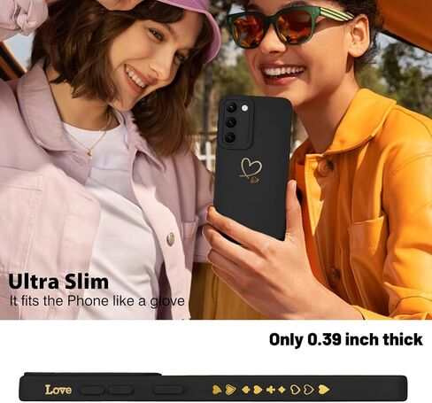 حافظة لهاتف سامسونج جالاكسي S23 الترا للفتيات والنساء، حافظة هاتف بنمط قلب الحب اللطيف، غطاء واقٍ من السيليكون السائل المرن مقاوم للصدمات لهاتف سامسونج جالاكسي S23 الترا اسود in Kuwait