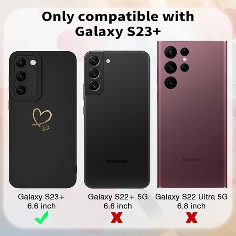 حافظة لهاتف سامسونج جالاكسي S23 الترا للفتيات والنساء، حافظة هاتف بنمط قلب الحب اللطيف، غطاء واقٍ من السيليكون السائل المرن مقاوم للصدمات لهاتف سامسونج جالاكسي S23 الترا اسود in Kuwait