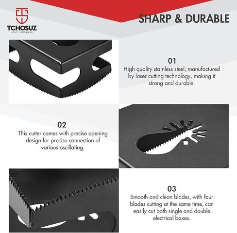 2 Pack Square Slot Cutter Drywall Oscillating Tool, Stainless Steel Slot Cutter for Oscillating Tool, Outlet Cutout tool Oscillating Square Blade for Drywall Plastic Metal Wood Rectangle + Square in Saudi Arabia