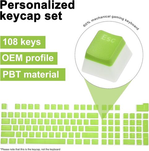 MECCANIXITY 108 Keys PBT Pudding Keycaps Set OEM Profile Double Shot for Mechanical Keyboard Layout, Turquoise Blue in Saudi Arabia