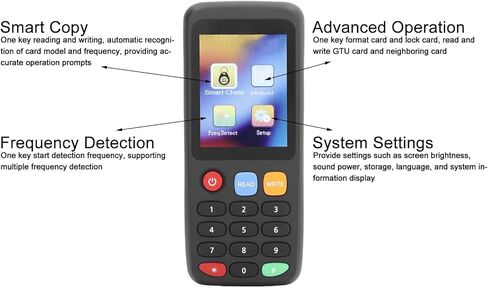 X7 NFC قارئ بطاقات، قارئ بطاقات RFID ناسخة ناسخة لبطاقات الهوية IC، البطاقة الذكية RFID ناسخة ID IC قارئ الكاتب شاشة ملونة كاملة عالية الدقة (5 أبازيم UID 5 بطاقات T5577 5 T5577 in Kuwait