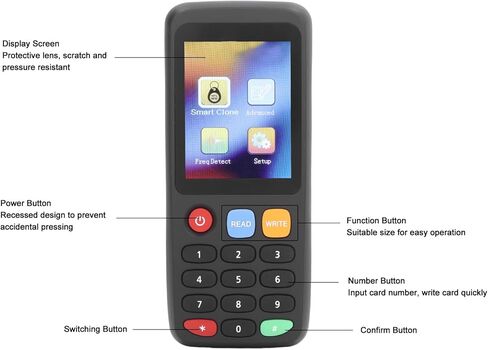 X7 NFC قارئ بطاقات، قارئ بطاقات RFID ناسخة ناسخة لبطاقات الهوية IC، البطاقة الذكية RFID ناسخة ID IC قارئ الكاتب شاشة ملونة كاملة عالية الدقة (5 أبازيم UID 5 بطاقات T5577 5 T5577 in Kuwait