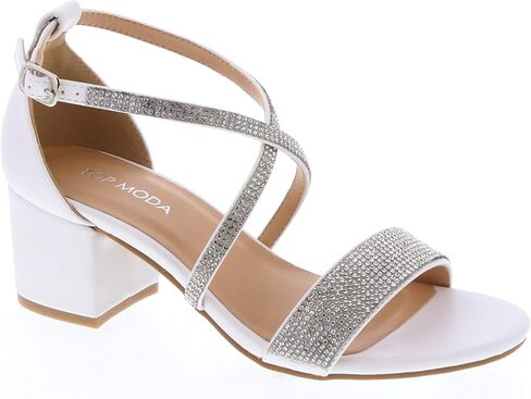 TOP Moda Over The Toe Strap Ankle Wrap Strap 2" Block Heel Open Toe Dress Sandal in Saudi Arabia