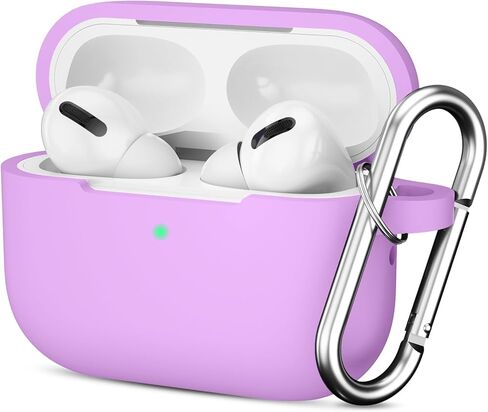 غطاء حافظة AirPods Pro الجيل الثاني/الأول مع سلسلة مفاتيح، ملحقات واقية من السيليكون الناعم مضادة للغبار لعلبة شحن Apple AirPods Pro 2 2022/2019، شاشة LED أمامية مرئية، أسود in Kuwait