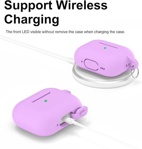 غطاء حافظة AirPods Pro الجيل الثاني/الأول مع سلسلة مفاتيح، ملحقات واقية من السيليكون الناعم مضادة للغبار لعلبة شحن Apple AirPods Pro 2 2022/2019، شاشة LED أمامية مرئية، أسود in Kuwait