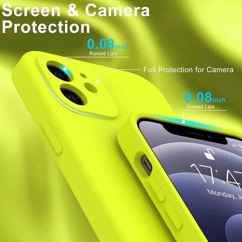 DEENAKIN Compatible with iPhone 12 Case with Screen Protector - Silky Silicone - Enhanced Camera Cover - 16ft Drop Tested - Slim Fit Protective Phone Case for Men Women Girls 6.1" - Black in Saudi Arabia