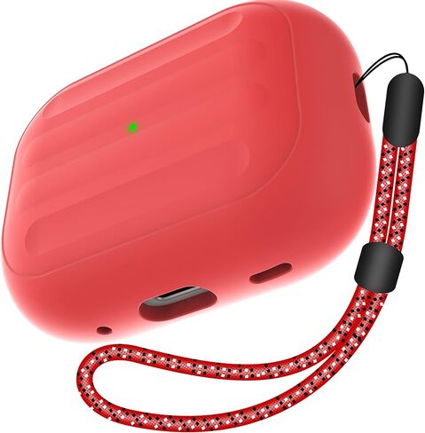 حافظة HUABERICH مضادة للفقد لجهاز Airpods Pro 2nd، غطاء سيليكون ناعم Unibody، شحن لاسلكي، رؤية LED، حافظة رياضية مع حبل (توهج ليلي) in Kuwait