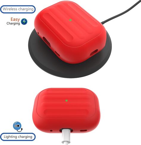 حافظة HUABERICH مضادة للفقد لجهاز Airpods Pro 2nd، غطاء سيليكون ناعم Unibody، شحن لاسلكي، رؤية LED، حافظة رياضية مع حبل (توهج ليلي) in Kuwait