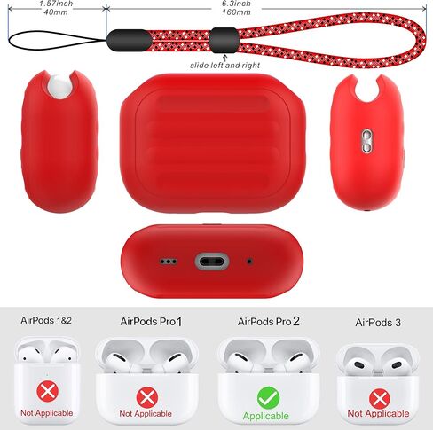 حافظة HUABERICH مضادة للفقد لجهاز Airpods Pro 2nd، غطاء سيليكون ناعم Unibody، شحن لاسلكي، رؤية LED، حافظة رياضية مع حبل (توهج ليلي) in Kuwait