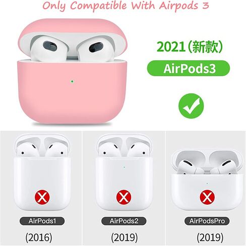Upgrade Cover Compatible with Airpods 3 Case,Soft Silicone Skin Case Cover No Keychain for AirPods 3rd Generation Charging Case Cover,Ultrathin 1.5mm Thick Protective Case Front LED Visible (Black) in Saudi Arabia