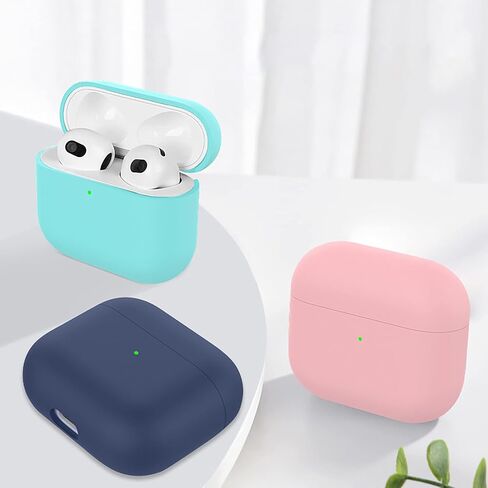 Upgrade Cover Compatible with Airpods 3 Case,Soft Silicone Skin Case Cover No Keychain for AirPods 3rd Generation Charging Case Cover,Ultrathin 1.5mm Thick Protective Case Front LED Visible (Black) in Saudi Arabia