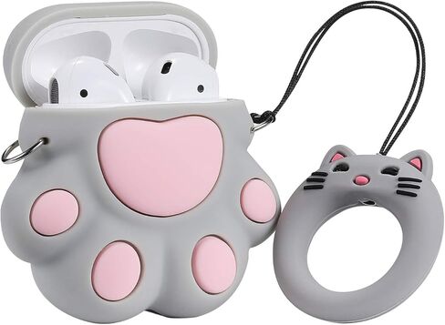 Mulafnxal Compatible with Airpods 1&2 Case,Silicone 3D Cute Animal Paw Fun Cartoon Character for Airpod Cover,Kawaii Funny Fashion Design Skin,Shockproof Cases Teens Girls Boys Air pods Grey CatClaw in Kuwait