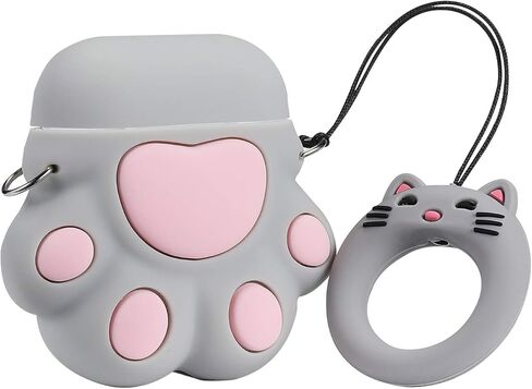 Mulafnxal Compatible with Airpods 1&2 Case,Silicone 3D Cute Animal Paw Fun Cartoon Character for Airpod Cover,Kawaii Funny Fashion Design Skin,Shockproof Cases Teens Girls Boys Air pods Grey CatClaw in Kuwait