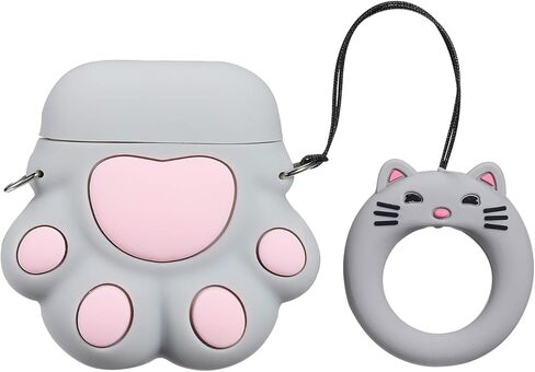 Mulafnxal Compatible with Airpods 1&2 Case,Silicone 3D Cute Animal Paw Fun Cartoon Character for Airpod Cover,Kawaii Funny Fashion Design Skin,Shockproof Cases Teens Girls Boys Air pods Grey CatClaw in Kuwait