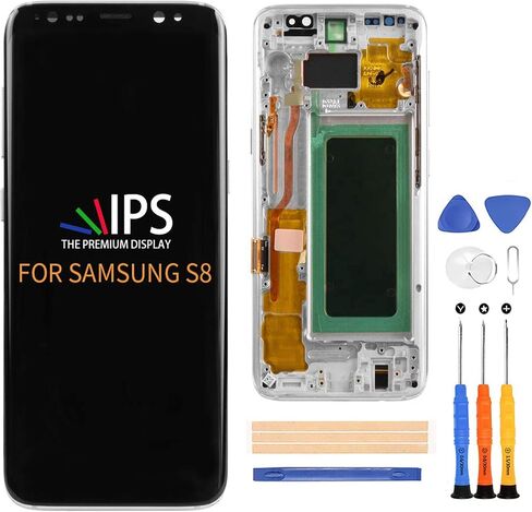 لهاتف Samsung Galaxy S8 G950 Original AMOLED مع إطار يعمل باللمس محول رقمي LCD مجموعة أدوات إصلاح G950A G950F G950P G950R4 G950T U V W 5.8 بوصة (إطار أرجواني) in Kuwait
