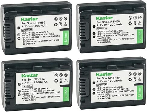 Kastar 2-Pack NP-FH50 Battery 7.4V 1200mAh Replacement for Sony NP-FH30, NP-FH40, NP-FH50, NP-FH70, NP-FH100 Battery, Sony AC-VQH10, BC-TRV, BCTRV, BC-VH1 Charger in Kuwait