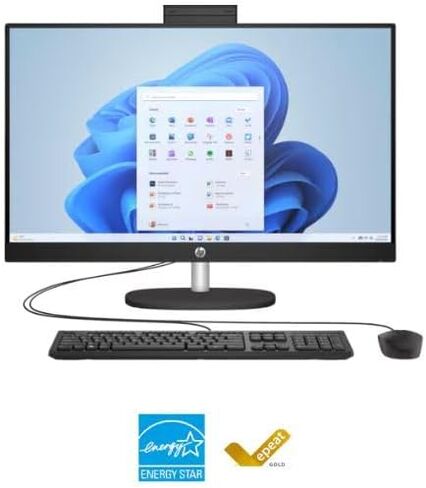 HP All-in-One 27-cr1096t PC: Windows 11 Home | Intel® Core™ Ultra 7 Processor | Intel® Iris® Xᶱ Graphics | 16 GB RAM | 512 GB SSD | 27" diagonal FHD Touch Display | Jet Black in Saudi Arabia