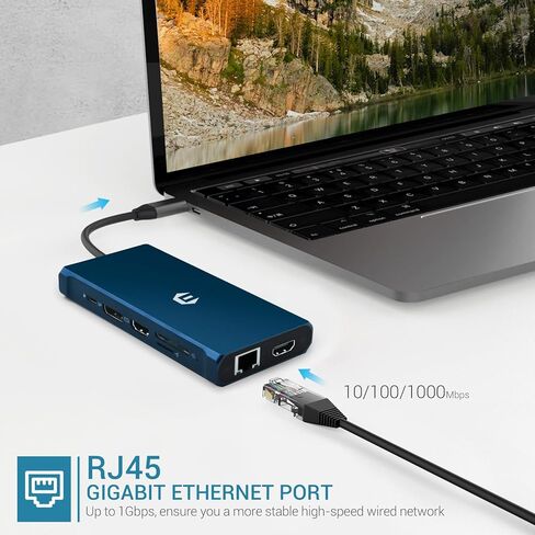 محطة إرساء USB C، OTAITEK 12 في 1 USB C Hub شاشة ثلاثية (مزدوج 4K HDMI، DP) 5XUSB، PD، إيثرنت، SD/TF، ​​صوت 3.5 مم، محطة إرساء كمبيوتر محمول لأجهزة Mac/Dell/Surface/HP in Kuwait
