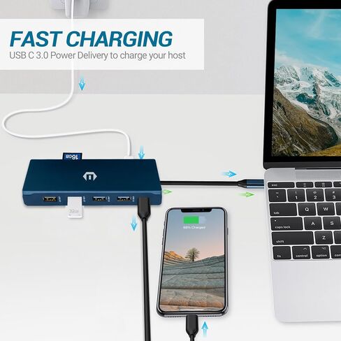 محطة إرساء USB C، OTAITEK 12 في 1 USB C Hub شاشة ثلاثية (مزدوج 4K HDMI، DP) 5XUSB، PD، إيثرنت، SD/TF، ​​صوت 3.5 مم، محطة إرساء كمبيوتر محمول لأجهزة Mac/Dell/Surface/HP in Kuwait