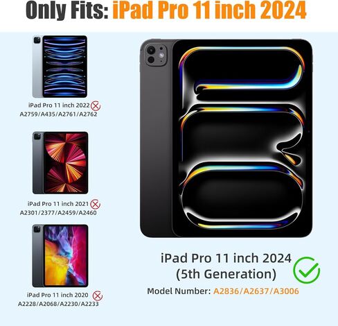 Wenlaty for iPad Pro 11 Inch Case 2024 Release 5th Generation(M4), Slim & Lightweight Trifold Stand Protective Case with Clear Matte Hard PC Backshell and Soft TPU Cover, Auto Wake/Sleep, Black in Saudi Arabia