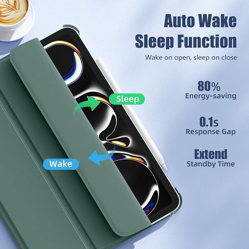 Wenlaty for iPad Pro 11 Inch Case 2024 Release 5th Generation(M4), Slim & Lightweight Trifold Stand Protective Case with Clear Matte Hard PC Backshell and Soft TPU Cover, Auto Wake/Sleep, Black in Saudi Arabia