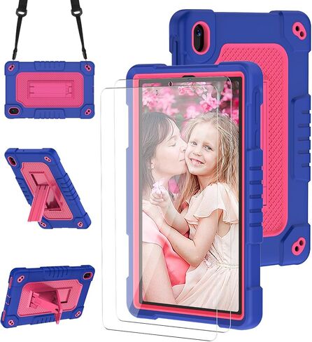 for Walmart Onn 8 inch Gen 4 2024 Model Tablet Case with 2 Pcs Screen Protector,Heavy Duty Kids Shockproof Stand Shoulder Strap Case for Walmart Onn 8 2024 Model:100135923 (Green/Pink) in Saudi Arabia
