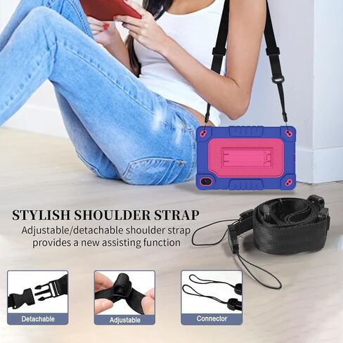 for Walmart Onn 8 inch Gen 4 2024 Model Tablet Case with 2 Pcs Screen Protector,Heavy Duty Kids Shockproof Stand Shoulder Strap Case for Walmart Onn 8 2024 Model:100135923 (Green/Pink) in Saudi Arabia