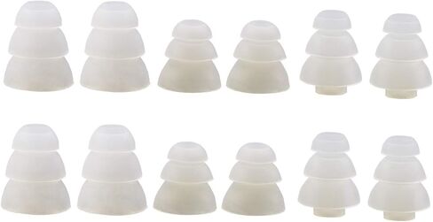 Triple Flange Ear Tip, 6 Pairs S/M/L Size Triple Three Flange Noise Isolate Silicone Cushion Ear Bud Tips with 4mm Connector Hole, Fit for Most in Ear Earphone (Clear(SML)) in Saudi Arabia