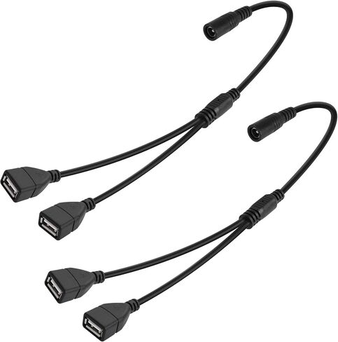 GINTOOYUN 2 Pcs DC5521 to USB Y Splitter Power Cord DC5.5mm x 2.1mm Female to Dual USB2.0 Female 20AWG Power Cord for Laptop, Small Fan, Printer, Camcorder, etc（16 Inch in Saudi Arabia