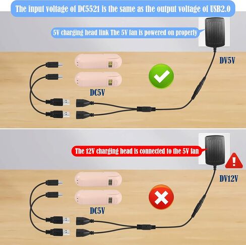 GINTOOYUN 2 Pcs DC5521 to USB Y Splitter Power Cord DC5.5mm x 2.1mm Female to Dual USB2.0 Female 20AWG Power Cord for Laptop, Small Fan, Printer, Camcorder, etc（16 Inch in Saudi Arabia