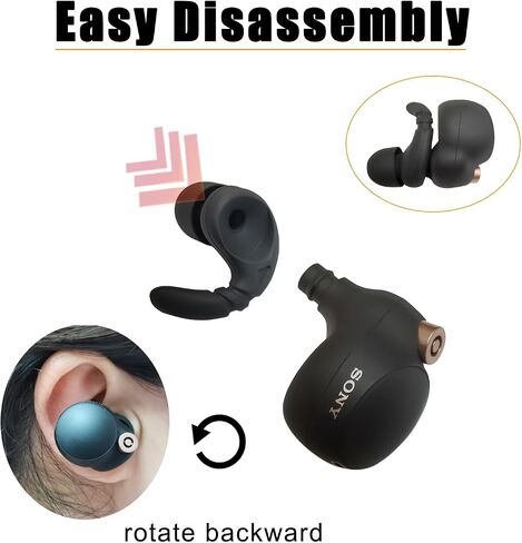 Anti-Slip Double Flange Ear Tips for Sony Earbuds Replacement Ear Hooks for Sony WF-1000XM4/WF-C500/Linkbuds S Earbuds Tips Black in Saudi Arabia