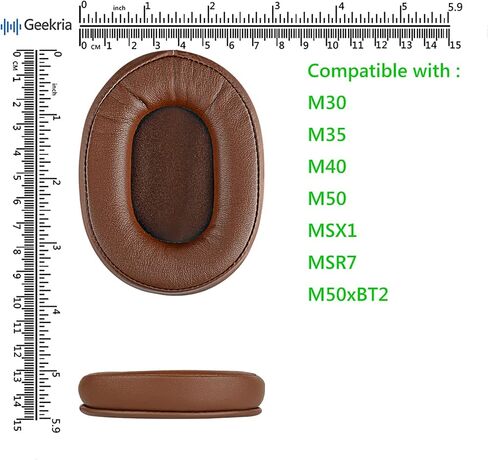 Geekria QuickFit Replacement Ear Pads for ATH M50X, M50xBT2, M50XBT, M50, M40X, M30, M20, M10, ATH-MSR7 Headphones Ear Cushions, Headset Earpads, Ear Cups Cover Repair Parts (Brown) in Saudi Arabia