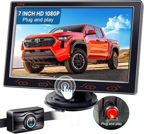 7-inch Backup Camera Ease-Setup for Cars: HD 1080P Touch Key Rear View Camera Real Time Image - Waterproof Reverse Camera for Van SUV Truck Y16 in Saudi Arabia