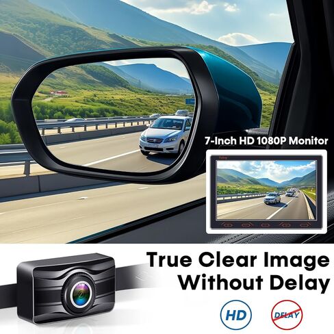7-inch Backup Camera Ease-Setup for Cars: HD 1080P Touch Key Rear View Camera Real Time Image - Waterproof Reverse Camera for Van SUV Truck Y16 in Saudi Arabia
