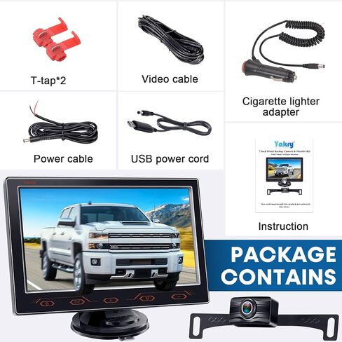 7-inch Backup Camera Ease-Setup for Cars: HD 1080P Touch Key Rear View Camera Real Time Image - Waterproof Reverse Camera for Van SUV Truck Y16 in Saudi Arabia