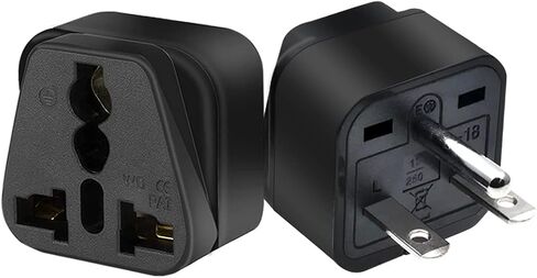 (2pack) US 3 Prong Plug to Universal Socket Power Converter,NEMA 6-15P Plug Adapter for NEMA 5-15P/5-20R/6-15P/6-20P/ EU/AU/US/UK & More Interface Conversion Plug (Black) in Kuwait