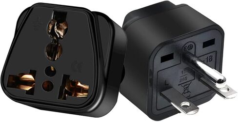 (2pack) US 3 Prong Plug to Universal Socket Power Converter,NEMA 6-15P Plug Adapter for NEMA 5-15P/5-20R/6-15P/6-20P/ EU/AU/US/UK & More Interface Conversion Plug (Black) in Kuwait