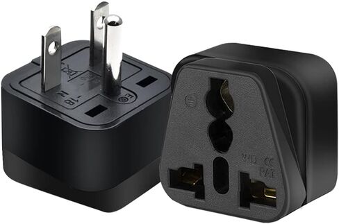 (2pack) US 3 Prong Plug to Universal Socket Power Converter,NEMA 6-15P Plug Adapter for NEMA 5-15P/5-20R/6-15P/6-20P/ EU/AU/US/UK & More Interface Conversion Plug (Black) in Kuwait