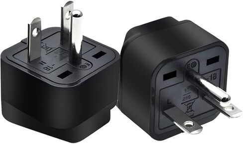 (2pack) US 3 Prong Plug to Universal Socket Power Converter,NEMA 6-15P Plug Adapter for NEMA 5-15P/5-20R/6-15P/6-20P/ EU/AU/US/UK & More Interface Conversion Plug (Black) in Kuwait