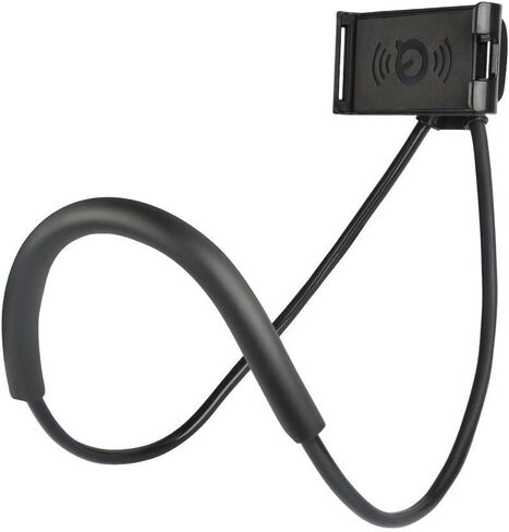 حامل هاتف محمول ذكي، حامل عالمي للهاتف الخلوي معلق على الرقبة، دعامة مرنة كسولة قابلة للدوران مجانًا لوظائف متعددة (أسود) in Kuwait