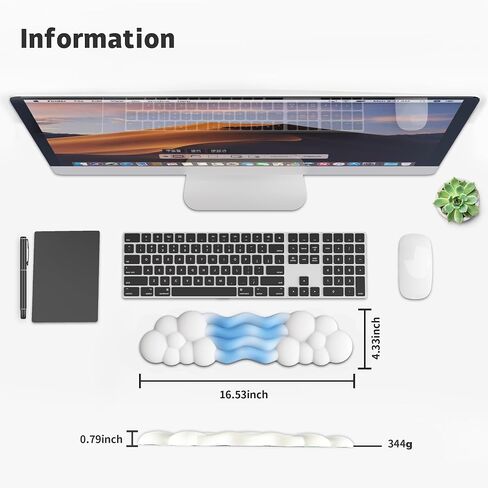 Keyboard Wrist Rest,Wrist Rest for Computer Keyboard with PU Leather Soft Memory Foam Anti-Slip Silicone,Ergonomic Design for Games, Computer Offices, laptops(Blue) in Saudi Arabia