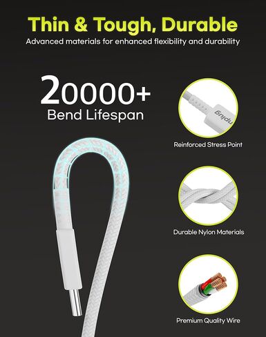 كابل شاحن USB C [عبوتين، 6 أقدام]، كابل شاحن 310 نوع C شحن سريع من النايلون المضفر USB A (USB 2.0) إلى كابل USB C لهاتف Samsung Galaxy Note 10 Note 9/S10+ S10، LG V30 (أبيض) in Saudi Arabia