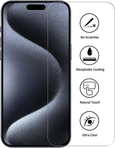 3 عبوات واقي شاشة لهاتف iPhone 15 Pro Max 6.7 بوصة + 3 عبوات واقي عدسة الكاميرا فيلم زجاجي مقسى in Kuwait