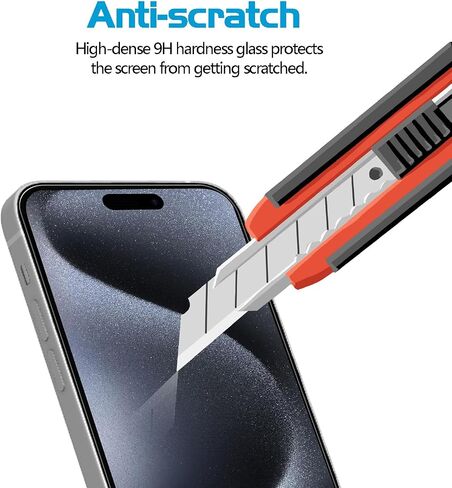 3 عبوات واقي شاشة لهاتف iPhone 15 Pro Max 6.7 بوصة + 3 عبوات واقي عدسة الكاميرا فيلم زجاجي مقسى in Kuwait