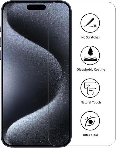 3 عبوات واقي شاشة لهاتف iPhone 15 Pro Max 6.7 بوصة + 3 عبوات واقي عدسة الكاميرا فيلم زجاجي مقسى in Kuwait