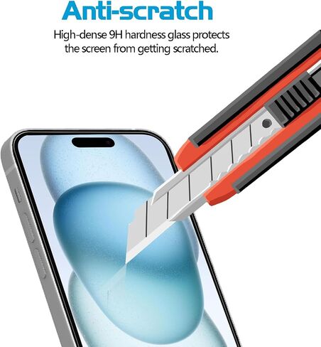 3 عبوات واقي شاشة لهاتف iPhone 15 Pro Max 6.7 بوصة + 3 عبوات واقي عدسة الكاميرا فيلم زجاجي مقسى in Saudi Arabia